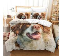 KVIMARPET Brittany Spaniel Watercolor Bedding, Dog Bedding Set, Duvet Cover And Pillowcase with Zipper Single（135x200cm）