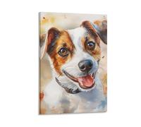 KVIMARPET Jack Russell Terrier Watercolour Canvas Painting, Dog Portrait Wall Decoration, Canvas Print, Wall Art Pictures for Home Decoration 12x18inch(30x45cm)