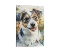 KVIMARPET Jack Russell Terrier Watercolour Canvas Painting, Dog Portrait Wall Decoration, Canvas Print, Wall Art Pictures for Home Decoration 12x18inch(30x45cm)