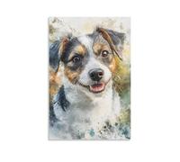 KVIMARPET Jack Russell Terrier Watercolour Canvas Painting, Dog Portrait Wall Decoration, Canvas Print, Wall Art Pictures for Home Decoration 16x24inch(40x60cm)
