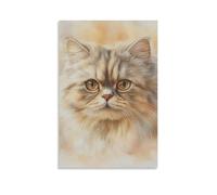 KVIMARPET Persian Cat Watercolour Canvas Painting, Cat Portrait Wall Decoration, Canvas Print, Wall Art Pictures for Home Decoration 08x12inch(20x30cm)