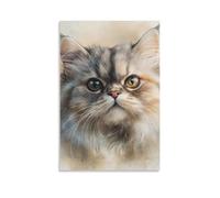 KVIMARPET Persian Cat Watercolour Canvas Painting, Cat Portrait Wall Decoration, Canvas Print, Wall Art Pictures for Home Decoration 20x30inch(50x75cm)