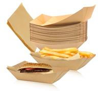 Kvittra 50 Pack 2 lb Food Serving Trays, Small Kraft Paper Oil-Proof Food Disposable Recyclable Take Out Food Serving Boats Baskets Trays for Concession Food & Condiments, Paper Nacho Trays