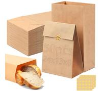 Kvittra Kraft Brown Paper Bags - 4lb, 50/100 Pack, Recyclable, Sack Lunch & Snack Bags (13x8x24cm)