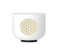 KVKA 528hz Golden Color Life of Flower Design Crystal Singing Bowl 8 Inch C Note Root Chakra Sound Bowl with Carrying Case