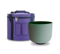 KVKA Quartz Crystal Singing Bowl F Note 432 hz Heart Chakra Green 8" with Heavy Duty Carrying Case Suede Striker