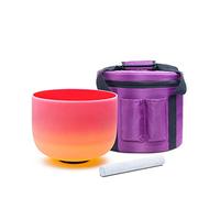 KVKA Rainbow C Note Root Chakra Red-Yellow Colored Frosted Quartz Crystal Singing Bowl 10 inch with Carrying Case