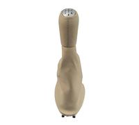 KVKQMLFEAW Gear Stick Cover for Clio III 2005-2009 Beige Leather Gear Shift Knob Lever Shifter Cover Car Shifts Head Gears Boot(Chrome Beige)