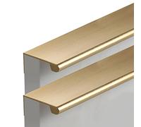 KVLDEC Hidden Furniture Pull Handles Gold Wardrobe Door Handles 2 Pcs Kitchen Cupboard Handle Extra Long Drawer Handle Pulls, Aluminum Alloy (Length 400mm)