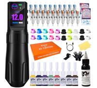 KVM large IPS screen tattoo Kit wireless 1800mAh suitable for professionals Kits (Tattoo ink are for tattoo practice use only)
