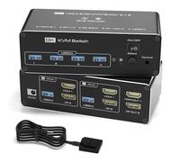 KVM Switch 2 Monitors 2 Computers, 8K HDMI+DP Dual Monitor KVM Switch, USB 3.0 Hub for 2 PC Share 2 Screens, Support Extended/Copy Mode with Desktop Controller with 2 USB Cables & Desktop Controller