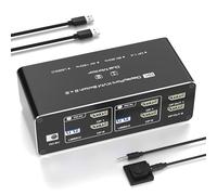 KVM Switch 2 Monitors 2 Computers DisplayPort 8K@60Hz- USB 3.0 Hub for 4 Devices - KVM Switches with Wired Button, 5V Adapter & 2USB3.0 Cables - Dual DisplayPort Monitor KVM Switches