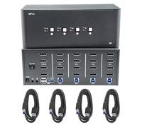 KVM Switch 4 Monitors 4 Computers, 8k Displayport Switch with USB 3.0, Jack, 4 Computers Share a Set of Keyboard, Mouse, Support Windows/Mac/Linux (KVM-DP4-4)