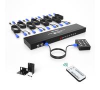 KVM Switch HDMI 8 Ports, MT-VIKI 4K@30Hz Rackmount Console 8 computers 1 monitor + IR Remote Control + 8 pack KVM Cables + Desktop Selector +Rack Ears + Auto Scan