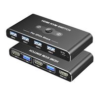KVM Switch, KVM Switch 1 Monitors 2 Computers, HDMI Switch, 4K@60Hz KVM Switches for 2 Computers Sharing 1 Monitor, 4 USB 3.0 Devices Such as Keyboard, Mouse, Printer, Scanner