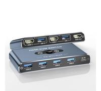 KVM Switch, KVM Switch 1 Monitors 2 Computers, HDMI Switch, 4K@60Hz KVM Switches for 2 Computers Sharing 1 Monitor, 4 USB 3.0 Devices Such as Keyboard, Mouse, Printer, Scanner (Grey)