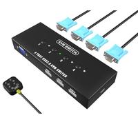 KVM Switch VGA 4 Port - VGA KVM Switch for 4 Computers Share 1 Monitor & 3 USB 2.0 Devices,Keyboard Mouse Scanner Printer,U Disk, Driver-Free for All OS,4 KVM Cables 1 Desktop Controller Included