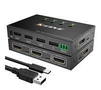 KVM Switch With Serial Port Control, 4K@60Hz 4 In 1 Out HDMI KVM Switcher Box For Share Mouse Keyboard And Monitor, Can Work With Pi-kvm, Compatible With Windows/Linux/Mac System