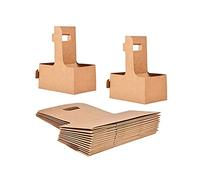 KVMORZE 2-Cup Drink Carrier Handle, Kraft Paperboard Handled Drink Carriers 12-30 OZ to Go Coffee Cup Holder for Drinks, Takeout, Cafe and Restaurant Food Service Delivery, 50 Pack