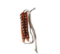 KVR Kathak Bharatnatayam indian traditional dance anklets brass bells ghungroo pair tied over velvet pad for comfortable performance (1 row of bell, Orange)