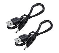 KVSERT 2pcs 3.5mm x 1.3mm Black USB Cable Lead Charger Cord Supply