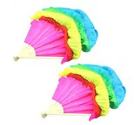 KVSERT 2X Colorful Belly Dance Dancing Silk Bamboo Long Fans Veils for Folk Dance 1.8M