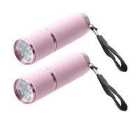 KVSERT 2X Outdoor Mini Pink Rubber Coated 9-LED Flashlight Torch