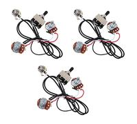 KVSERT 3X Guitar Wiring Harness Prewired Two Pickup 500K Pots 3-Way Toggle Switch Silver