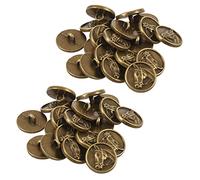 KVSERT 40PCs Buttons Horse Head Carved Round Tone 15mm(5/8 Inch) Dia.