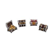 KVSERT 4Pcs Treasure Chest Box Antique Fish Tank Aquarium Decoration Landscape Pirate Gold Coins Ornaments Resin Craft