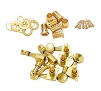 KVSERT 6 Pieces Guitar String Tuning Key Pegs/Knobs(for Left and Right) with Ferrules,Threaded Bushings,Mount Screws for Electric or Acoustic Guitar,Made of Zinc Metal(Gold)