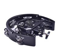 KVSERT Double Ring Moon Tambourine Tambourine Jazz Drum Rhythm Tamborine Percussion Instrument Accessories-Black