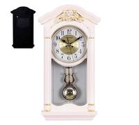 KVTUYC Traditional Retro Grandfather Pendulum Wall Clock, Traditional Wall Clock with Swinging Pendulum, Vintage European Chiming, Perfect for Indoor Home and Commercial Space Decoration(White)