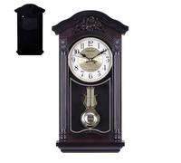 KVTUYC Traditional Retro Grandfather Pendulum Wall Clock, Traditional Wall Clock with Swinging Pendulum, Vintage European Chiming, Perfect for Indoor Home and Commercial Space Decoration(Black)