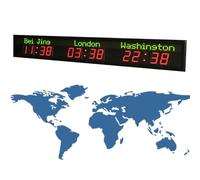 KVTUYC Wall Mounted Digital World Clock, Digital Full Color Multiple Time Zones Clock, Auto-Calibrated Time Sync, Ideal For Hotel Airport Subway Office And Cross Border Enterprise Use(3Time)