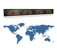 KVTUYC Wall Mounted Digital World Clock, Digital Full Color Multiple Time Zones Clock, Auto-Calibrated Time Sync, Ideal For Hotel Airport Subway Office And Cross Border Enterprise Use(4Time)