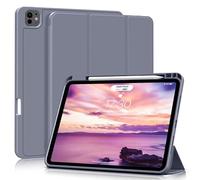 KVTVOU Case for iPad Air 13 Inch 2025 M3/2024 M2, for iPad Pro 12.9 Inch 6th / 5th Generation 2022/2021, Soft TPU Protective Case with Pencil Holder(Support Charging), Auto Wake/Sleep, Purple