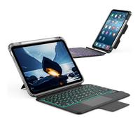 KVTVOU Case Keyboard for iPad A16 2025 / iPad 10th Generation 2022, Multi-Touch Trackpad Backlight Keyboard, 2-in-1 Detachable, Right Side Pencil Holder, TPU Shockproof Cover, Black