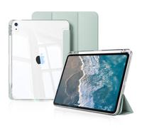 KVTVOU Clear Case for iPad A16 2025 11th Generation/iPad 10th Generation 10.9 inch 2022, Hard PC Clear Back Shell & Soft TPU Shockproof Frame, Right Pencil Holder, Auto Wake/Sleep, Light Green