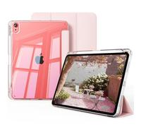KVTVOU Clear Case for iPad A16 2025 11th Generation/iPad 10th Generation 10.9 inch 2022, Hard PC Clear Back Shell & Soft TPU Shockproof Frame, Right Pencil Holder, Auto Wake/Sleep, Pink