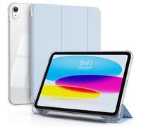 KVTVOU Clear Case for iPad Air 11 Inch 2026/2025/2024, iPad Air 5th/4th Generation 10.9 Inch 2022/2020, Clear Back Shell, Slim Trifold Stand Protective Cover, Auto Wake/Sleep, Sky Blue