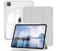 KVTVOU Clear Case for iPad Pro 11 Inch 2022 2021 2020 Supports Stylus Charging, Transparent PC Back & Soft TPU Shockproof Frame, Auto Wake/Sleep Cover for iPad Pro 11 4th/3rd/2nd Gen, Gray