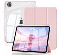 KVTVOU Clear Case for iPad Pro 11 Inch 2022 2021 2020 Supports Stylus Charging, Transparent PC Back & Soft TPU Shockproof Frame, Auto Wake/Sleep Cover for iPad Pro 11 4th/3rd/2nd Gen, Pink