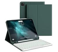 KVTVOU for iPad Pro 11 Inch 4th/3rd/2nd Generation Keyboard Case (2022/2021/2020) - 7 Colors Backlit Magnetically Detachable Wireless Bluetooth Keyboard & Lightweight Stand Folio Cover, Dark Green