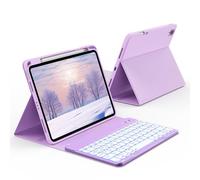 KVTVOU Keyboard Case for iPad 11th Generation A16 2025 / iPad 10th Generation 2022 10.9 Inch, Protective Case with Pencil Holder, 7 Colors Backlit Buletooth Keyboard QWERTY UK Layout, Purple