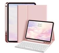 KVTVOU Keyboard Case for iPad 11th Generation A16 2025 /iPad 10th Generation 2022 10.9 Inch with Pencil Holder, Detachable Bluetooth Silent Keyboard, Auto Wake/Sleep, Pink