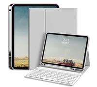 KVTVOU Keyboard Case for iPad 11th Generation A16 2025 /iPad 10th Generation 2022 10.9 Inch with Pencil Holder, Detachable Bluetooth Silent Keyboard, Auto Wake/Sleep, Gray