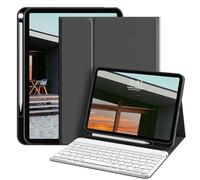 KVTVOU Keyboard Case for iPad 11th Generation A16 2025 /iPad 10th Generation 2022 10.9 Inch with Pencil Holder, Detachable Bluetooth Silent Keyboard, Auto Wake/Sleep, Black