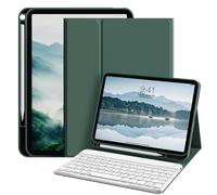 KVTVOU Keyboard Case for iPad 11th Generation A16 2025 /iPad 10th Generation 2022 10.9 Inch with Pencil Holder, Detachable Bluetooth Silent Keyboard, Auto Wake/Sleep, Dark Green