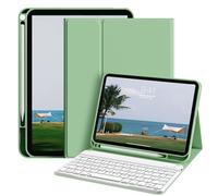 KVTVOU Keyboard Case for iPad 11th Generation A16 2025 /iPad 10th Generation 2022 10.9 Inch with Pencil Holder, Detachable Bluetooth Silent Keyboard, Auto Wake/Sleep, Green